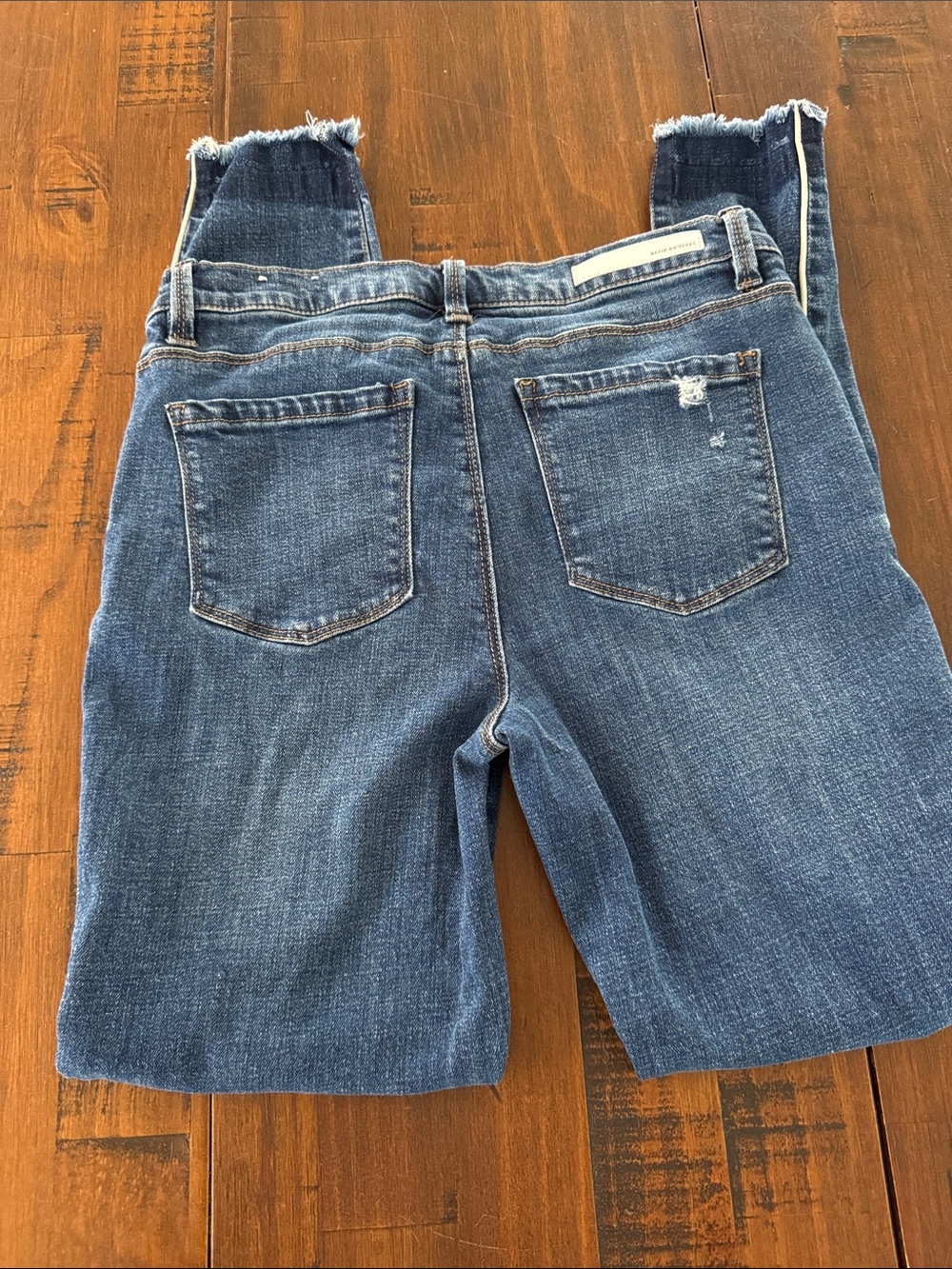 Blue Revival Skinny Jeans White Side Stripe Raw Hem - Picture 4 of 4